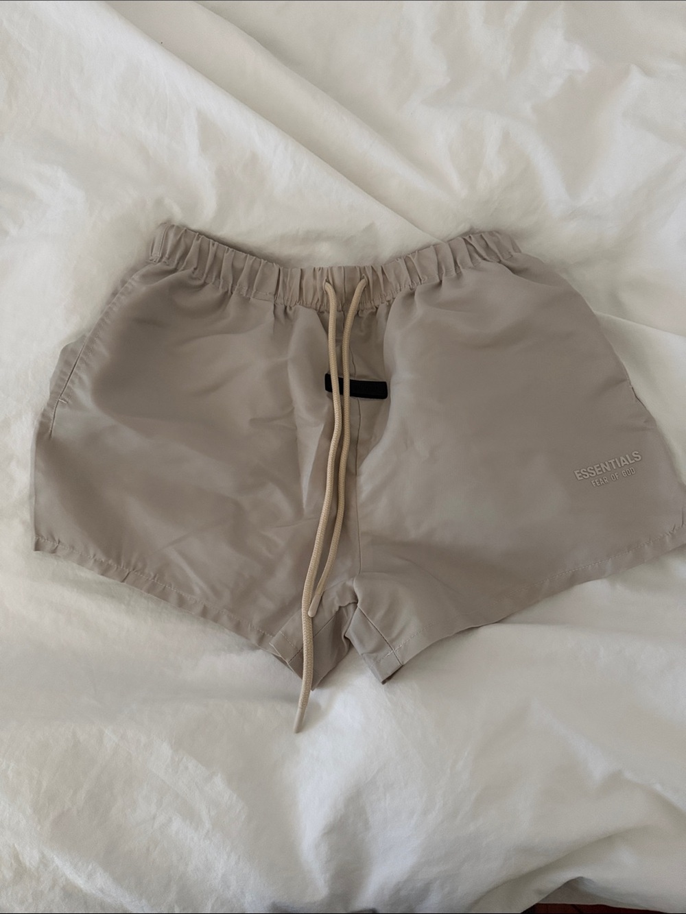 Essentials Neutral Taupe Drawstring Nylon Shorts